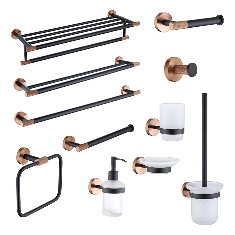 Afralia™ Rose Gold Black Bathroom Hardware Set