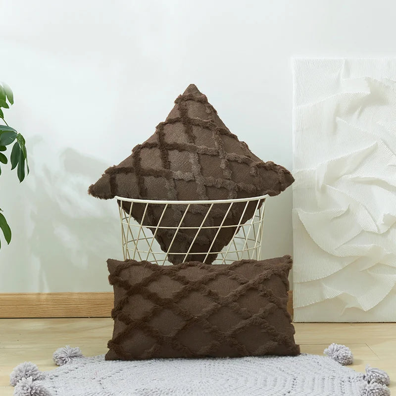 Afralia™ Diamond Solid Embroidery Cushion Cover - Modern Home Decor