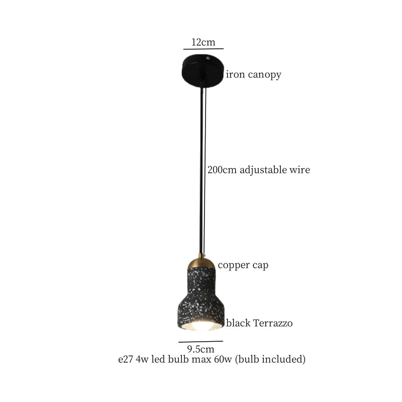 Afralia™ Terrazzo LED Pendant Light - Modern Wabi Sabi Interior Lighting for Living Room