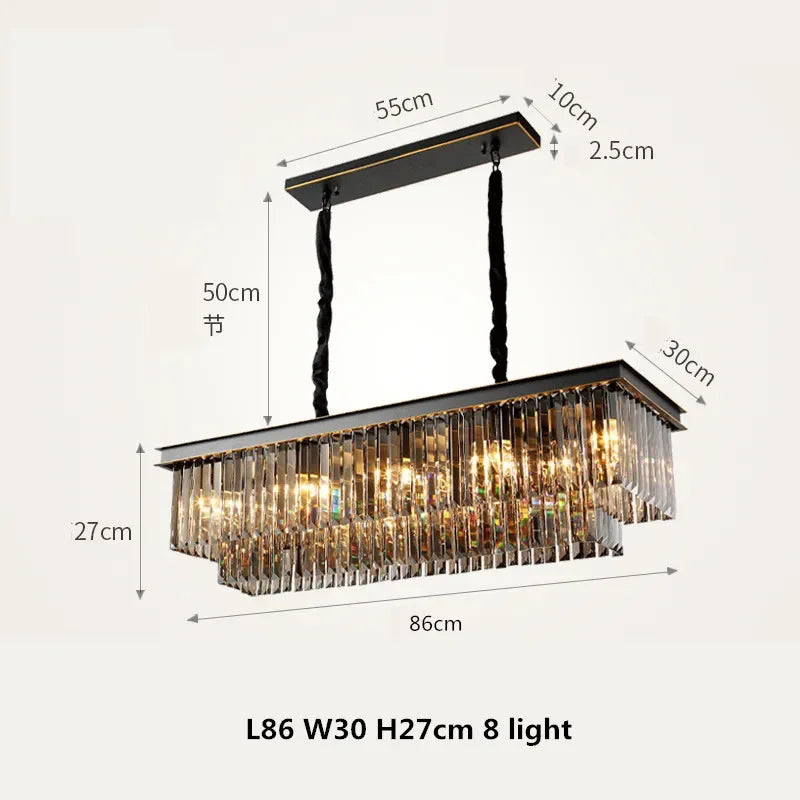 Afralia™ Gold Black Metal Crystal Pendant Lights Chain Hanging LED Suspension Lamp Fixtures