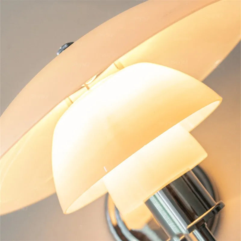 Afralia™ Glass Wall Lamp Danish Design Chrome Light E27 for Home Decor & Living Room