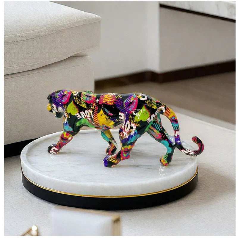 Afralia™ Modern Resin Leopard Figurine for Chic Home Decor & Office Accents
