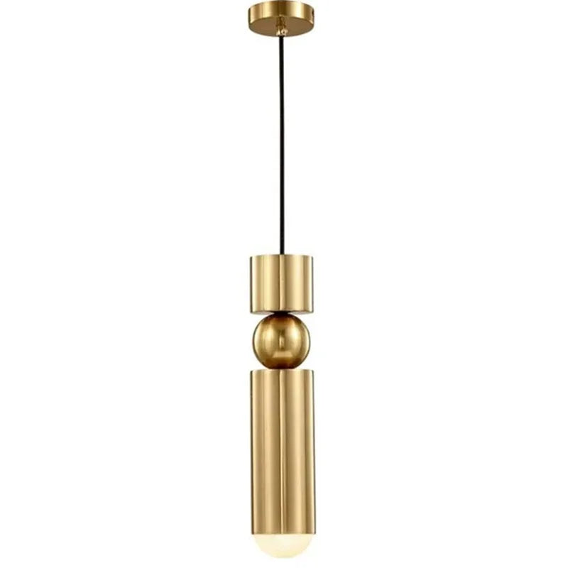 Afralia™ Gold Tube Pendant Light - Kitchen Bedside Hanging Lamp by AliLamp