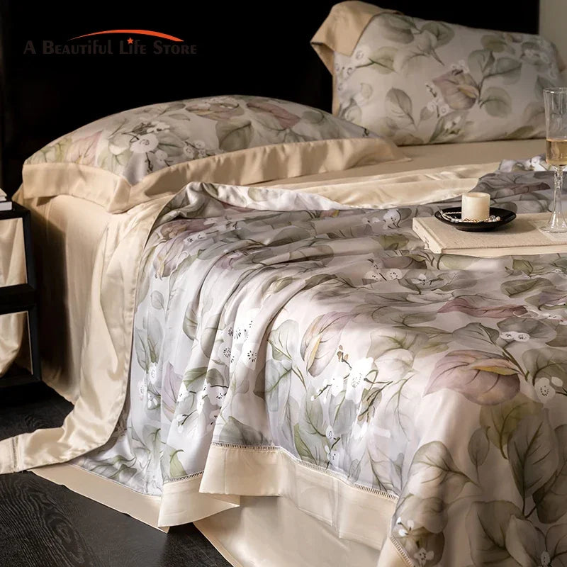 Afralia™ Eucalyptus Fiber Flowers Summer Quilt Set: Silky, Cool Comfort for Bedtime Bliss