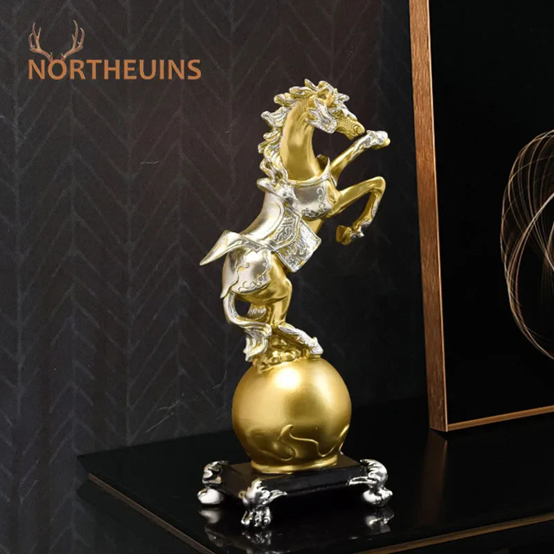 Afralia™ Modern Horse Resin Decoration | Luxury Home Office Feng Shui Ornament