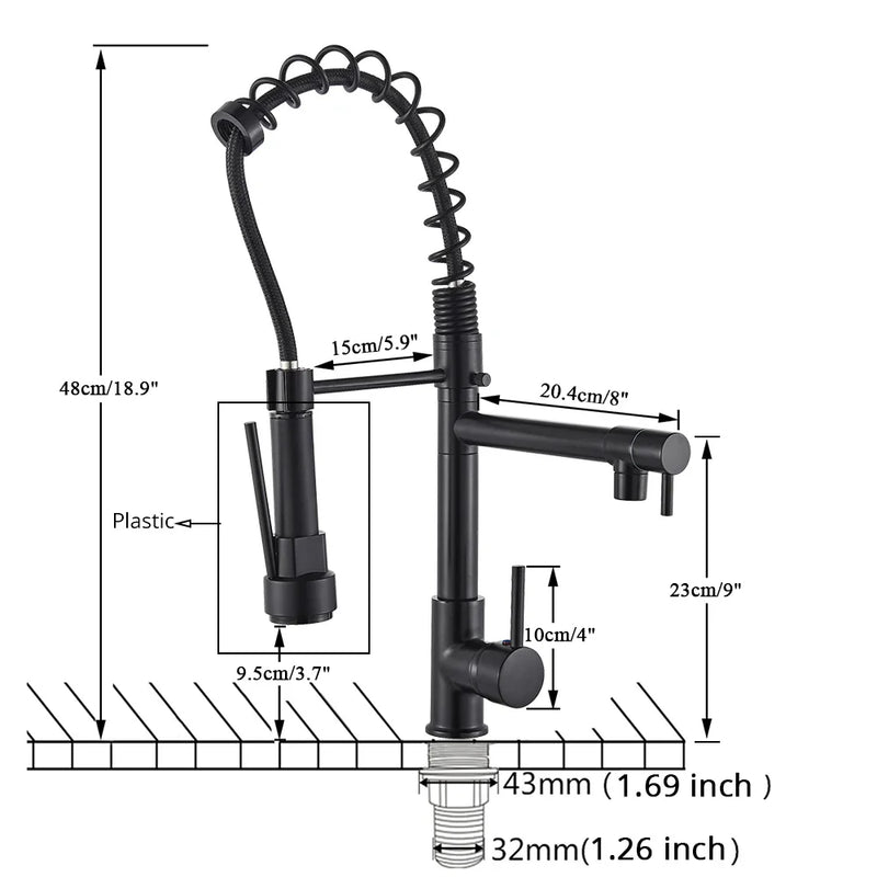 Afralia™ Brass Kitchen Faucet Spring Swivel Spout Hot Cold Water Mixer Taps