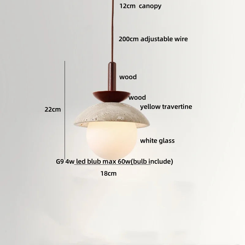 Afralia™ Yellow Travertine Stone LED Pendant Lamp - Nordic Modern Design