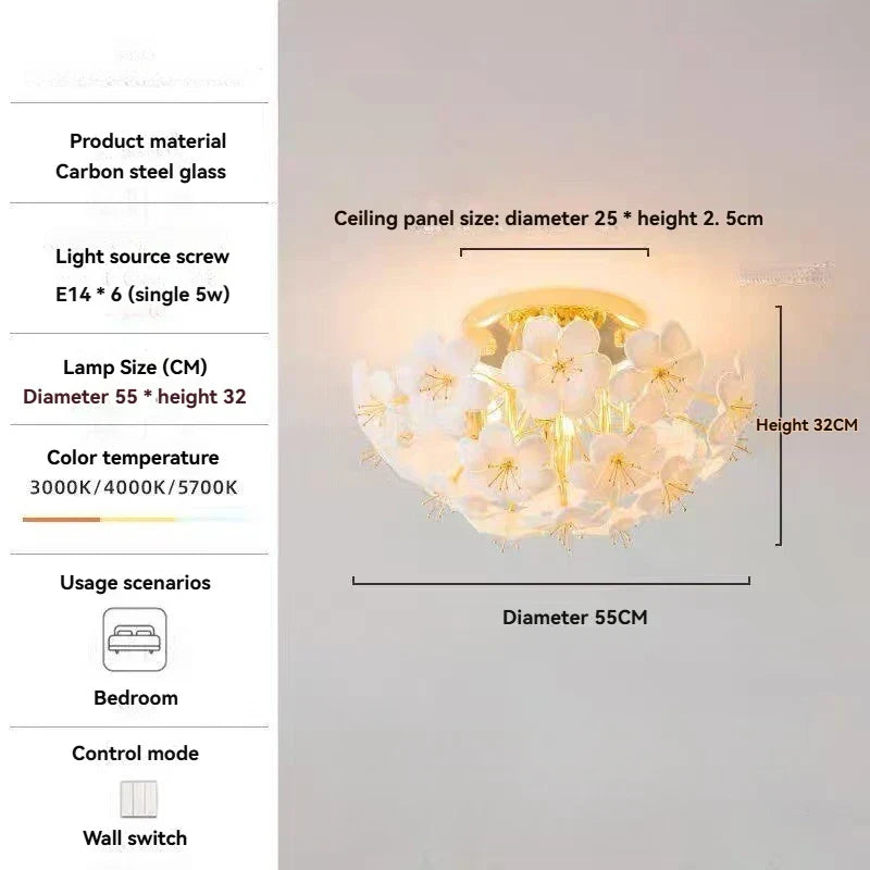 Afralia™ Glass Petal Pearl Ceiling Pendant Light