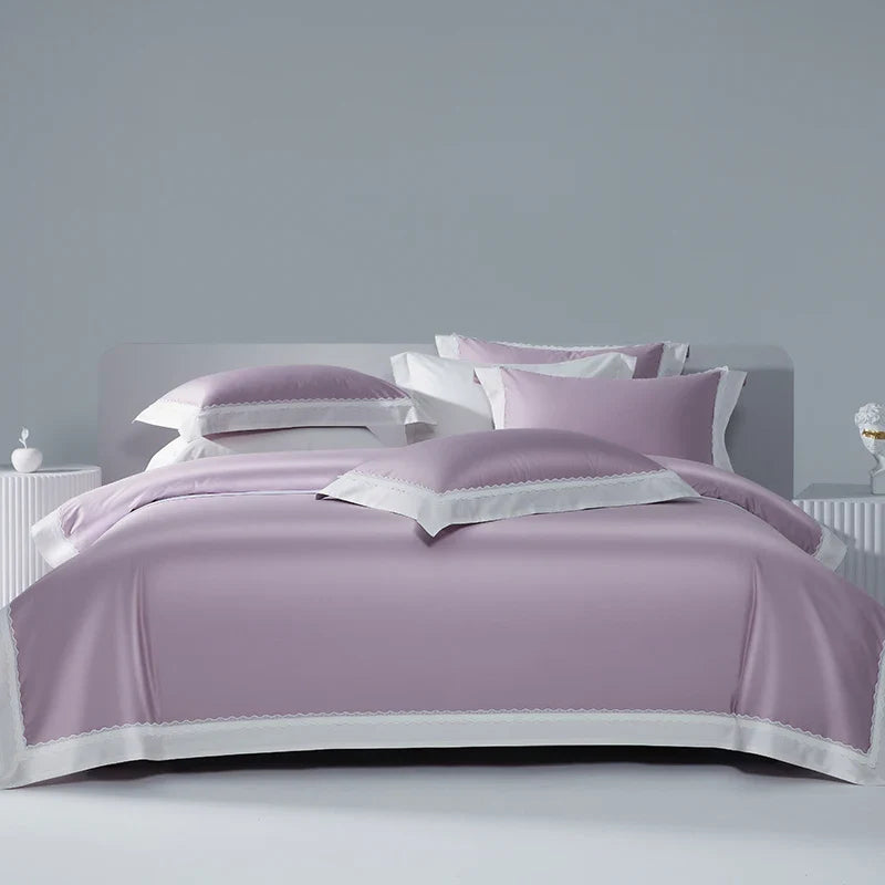 Afralia™ Lace Patchwork Bedding Set: 1200TC Egyptian Cotton Duvet Cover, Sheet, Pillowcases