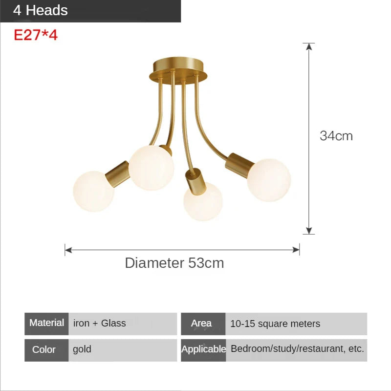 Afralia™ Postmodern Glass Ball Ceiling Lamp Luxury Nordic Interior Dining Room Lighting