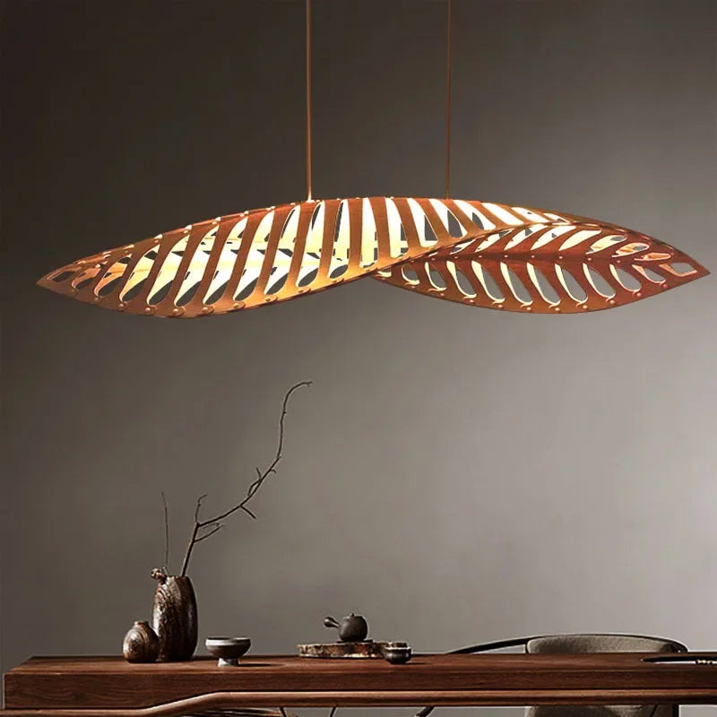 Afralia™ Fish Bone Wood Pendant Chandelier for Minimalist Nordic Home Decor
