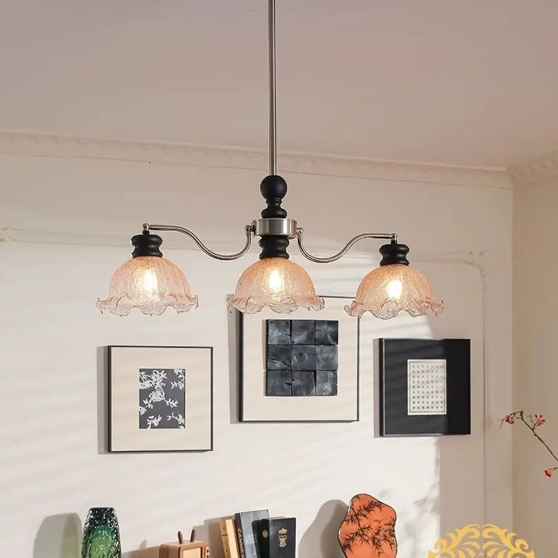 Afralia™ Lily Glass Pendant Light Chandelier - Vintage French Nordic Style, LED, Living Room.