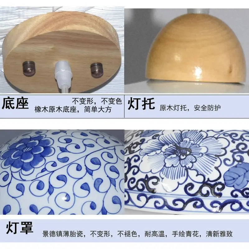 Afralia™ Blue White Porcelain Pendant Chandelier for Hotel Store Dining Room