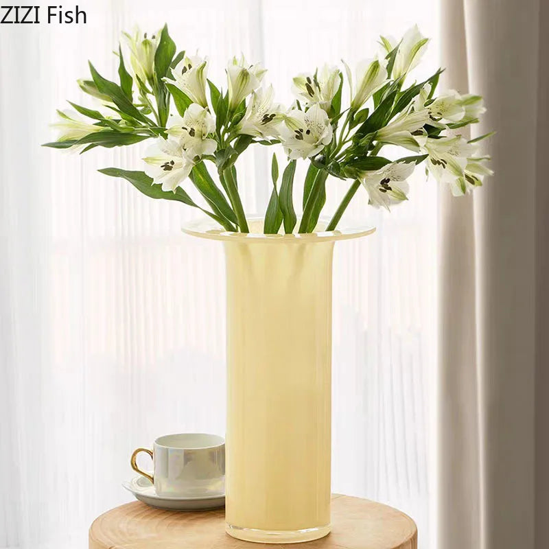 Afralia™ Jade Trumpet Glass Vase Hydroponics Flower Pot Desk Decoration