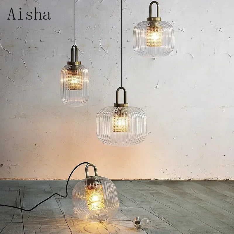 Afralia™ Clear Glass Pendant Lamp: Modern Designer Lighting for Bar, Restaurant, Bedroom, Aisle & more