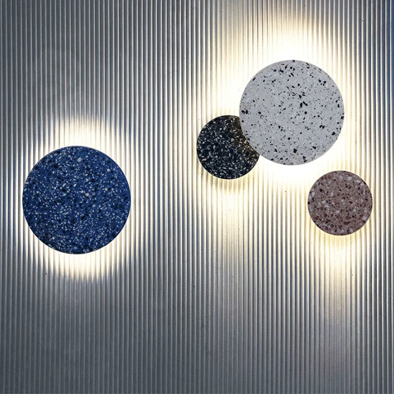 Afralia™ Terrazzo Disc Wall Mount LED Sconce: Modern Nordic Style Indoor Lamp