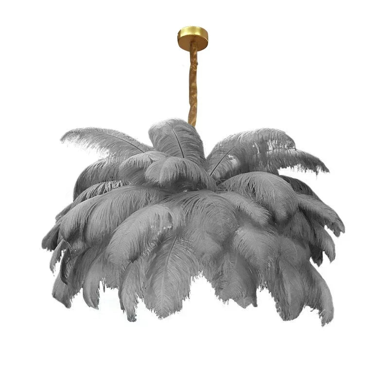 Afralia™ Modern Ostrich Feather LED Pendant Chandelier for Living Room Home Decor