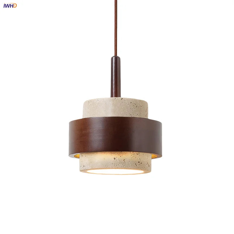 Afralia™ LED Wood Pendant Light Fixture Wabi Sabi Hang Lamp for Living Room