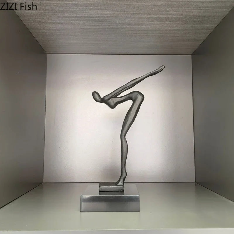 Afralia™ Gymnast Statue Desk Ornament Metal Sculpture Room Decor