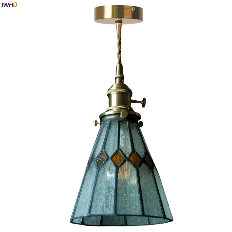 Afralia™ Vintage Glass LED Pendant Light for Cafe Restaurant Living Room