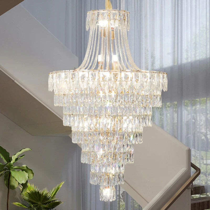 Afralia™ Crystal Chandelier Art Living Room Lighting for Duplex Buildings and High-End Restaurants