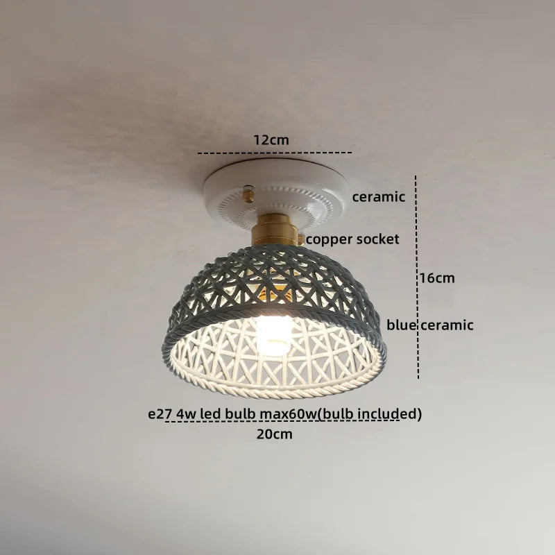 Afralia™ Ceramic LED Ceiling Lamp Indoor Lighting Semi-Circular Light Fixture
