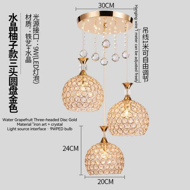 Afralia™ Crystal Gold Ceiling Chandelier | Modern LED Luxury Lighting for Hall