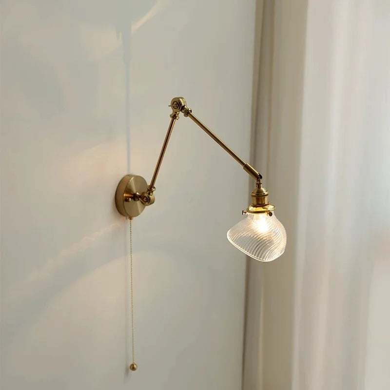 Afralia™ Vintage LED Swing Arm Wall Lamp for Bedroom & Living Room