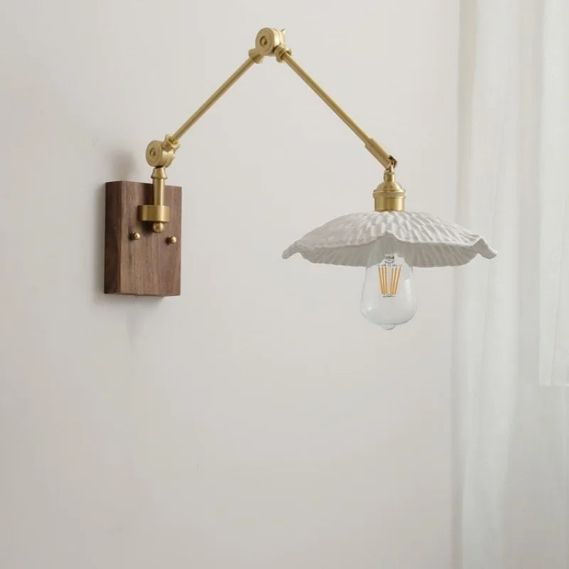 Afralia™ Ceramic Copper Swing Arm LED Wall Lights for Home Decor
