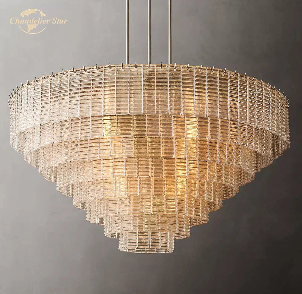 Afralia™ Sirene Clear Glass LED Chandelier - Modern Round Glass Hanging Lights