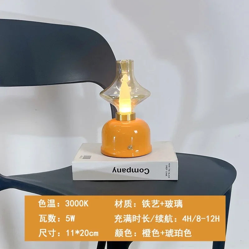 Afralia™ Touch Dimming Table Lamp Cream Wind Night Light for Bedroom and Study