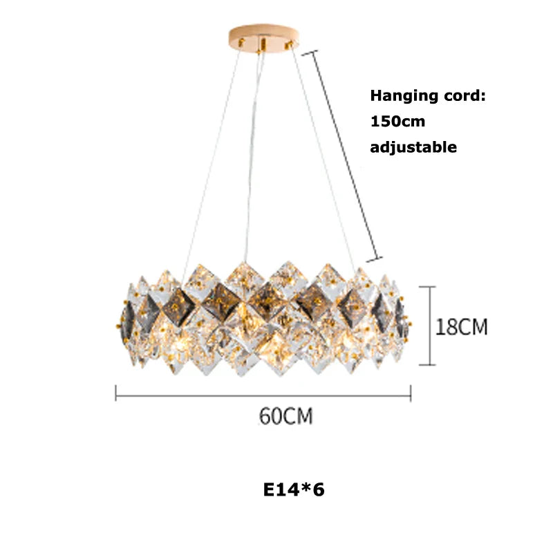 Afralia™ Square Crystal Round Chandelier Lighting for Foyer