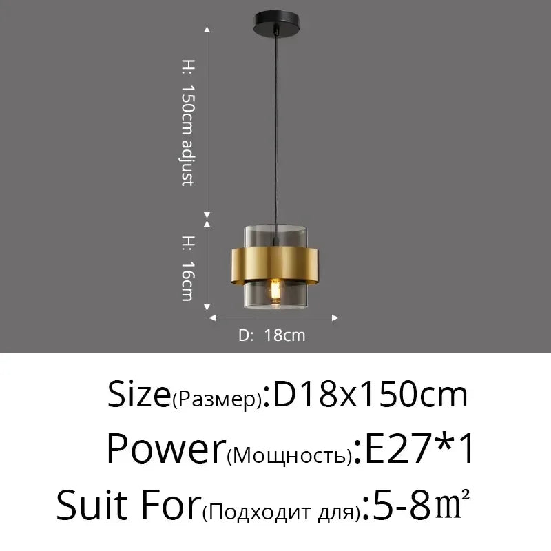 Afralia™ Luxury Golden LED Pendant Chandelier for Aisle, Restaurant, Bedroom - Postmodern Minimalist