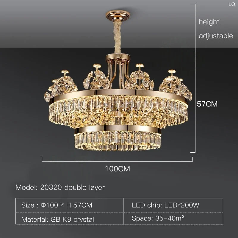 Afralia™ Luxury Crystal Chandelier: Gold Hanging Ceiling Light for Villa Hotel Décor