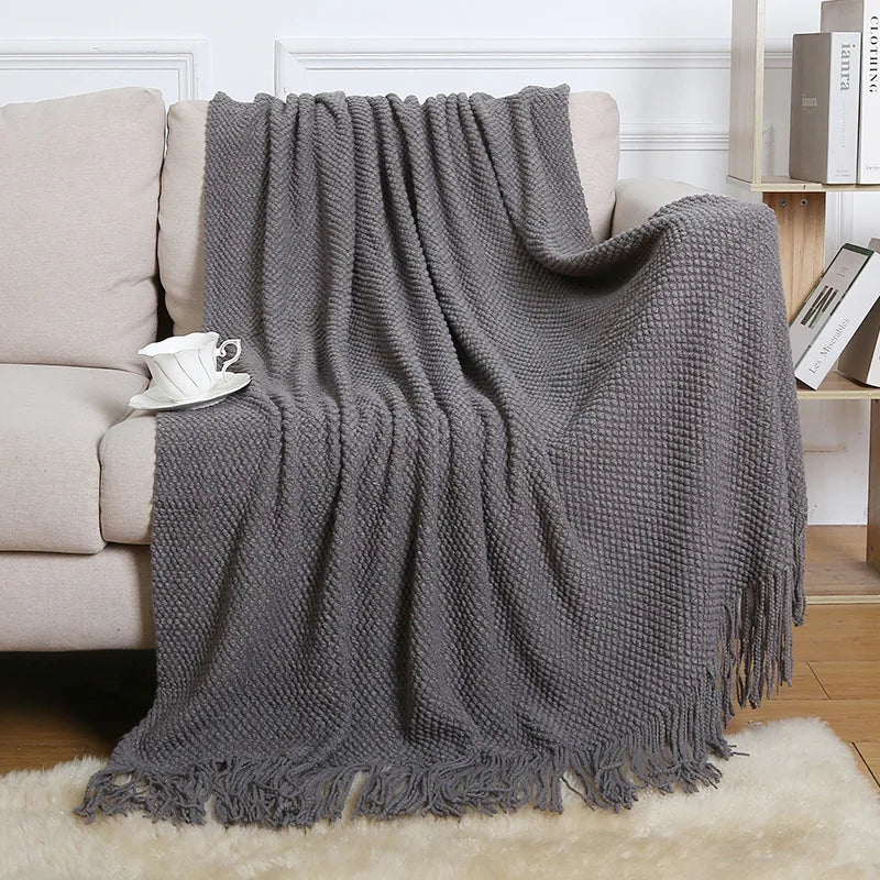 Afralia™ Nordic Faux Cashmere Tassel Blanket for All Seasons