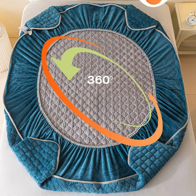 Afralia™ Thickened Mattress Protector Queen Double Single Elastic Fitted Sheet Anti-slip Bedspread