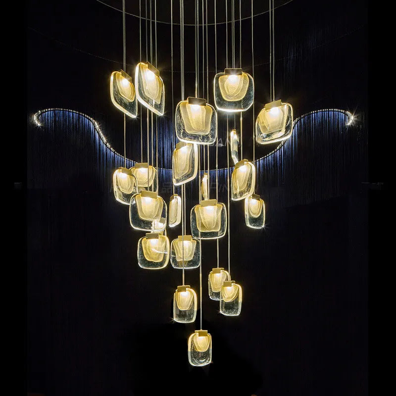 Afralia™ Luxury LED Crystal Chandelier for Staircase, Creative Living Room Lighting