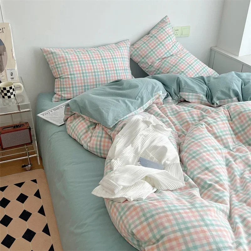 Afralia™ Japanese Style Cotton Printed 4Pcs Bedding Set with Double-Sided Design