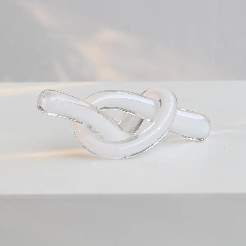 Afralia™ Geometric Glass Sculpture Twine Knot Decor Home Decor Accessory