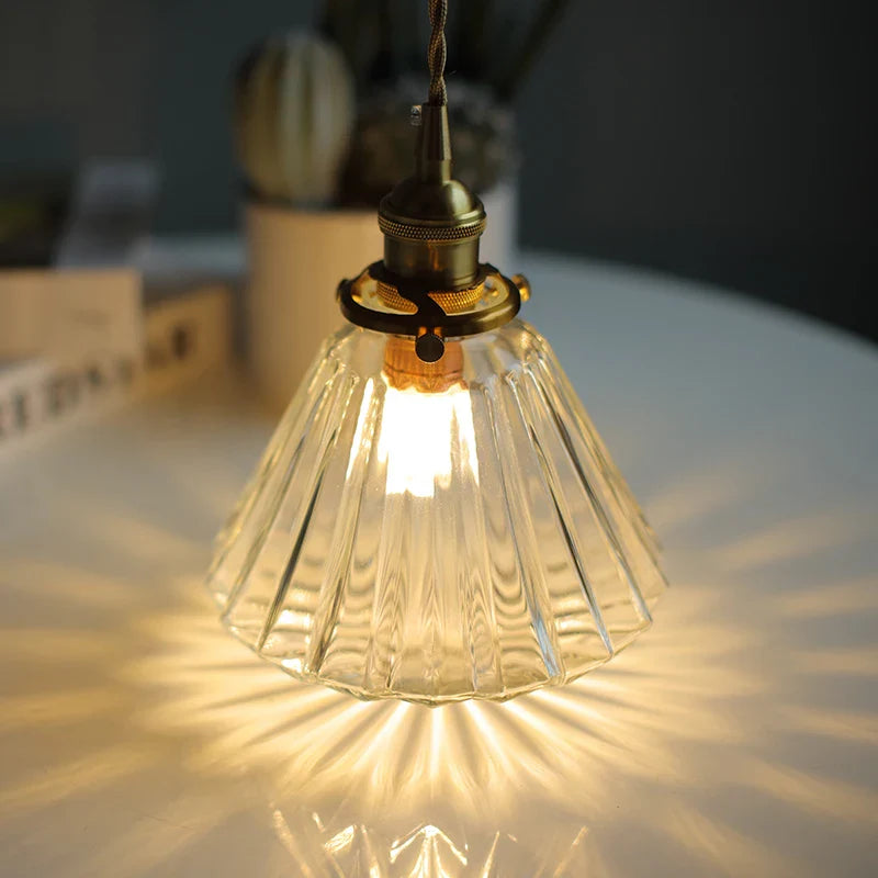 Afralia™ Clear Glass Copper LED Pendant Lamp for Home Decor and Lighting