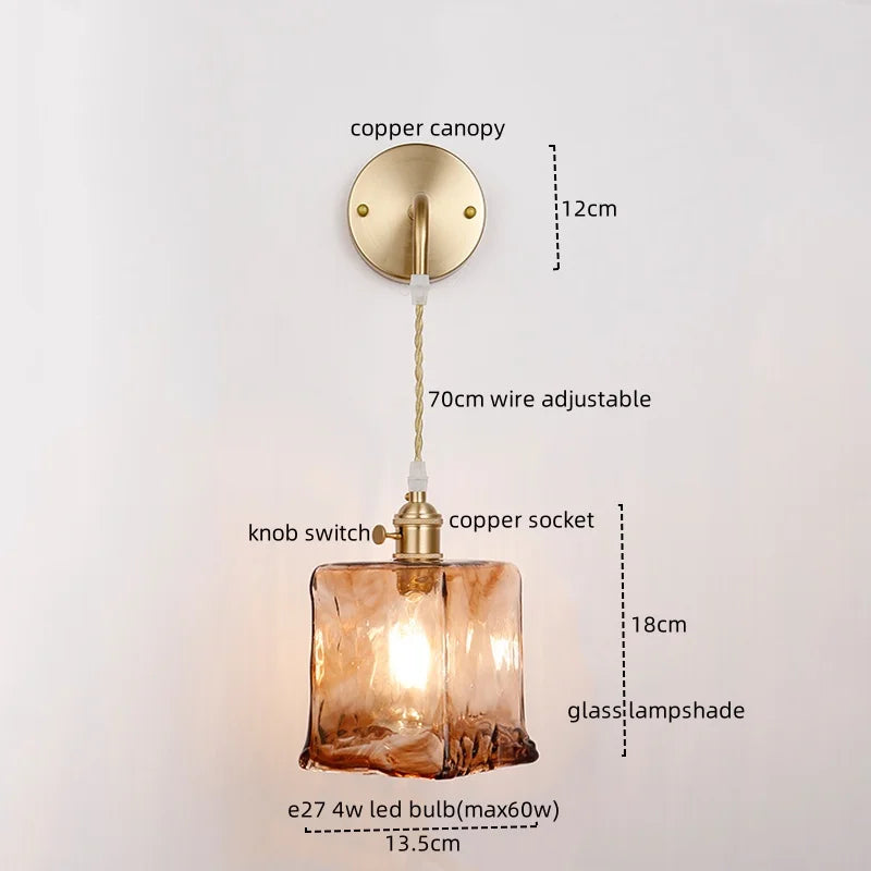 Afralia™ Copper Glass LED Wall Light for Modern Nordic Living Room Bedroom