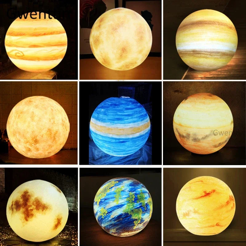 Afralia™ Moon Resin Ball Planet Pendant Light | Children Room Hanging Lamp