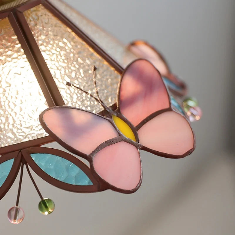 Afralia™ Copper Butterfly Glass Wall Light Fixture Up Down Rotate LED Bedside Lamp