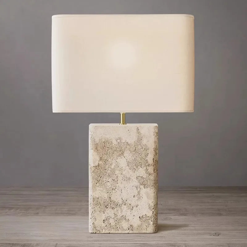Afralia™ Large Brown Stone Fabric Table Lamp for Home Decoration in Living Room or Bedroom
