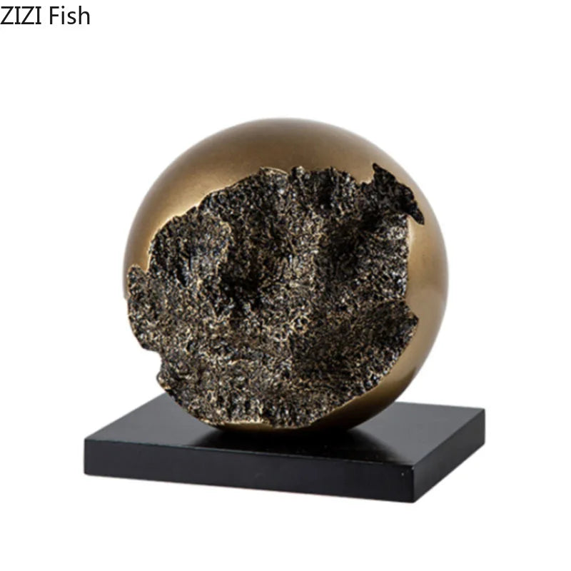 Afralia™ Bronze Sphere Sculpture Desk Ornament Modern Home Decor