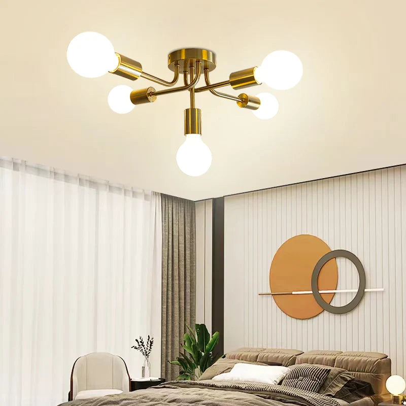 Afralia™ Modern E27 Chandeliers Gold/Black Ceiling Lights for Living Room Bedroom