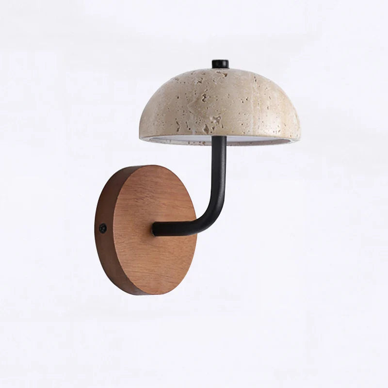 Afralia™ Yellow Marble Mushroom Wall Light Bedside Sconce for Hotel Restaurant Decor