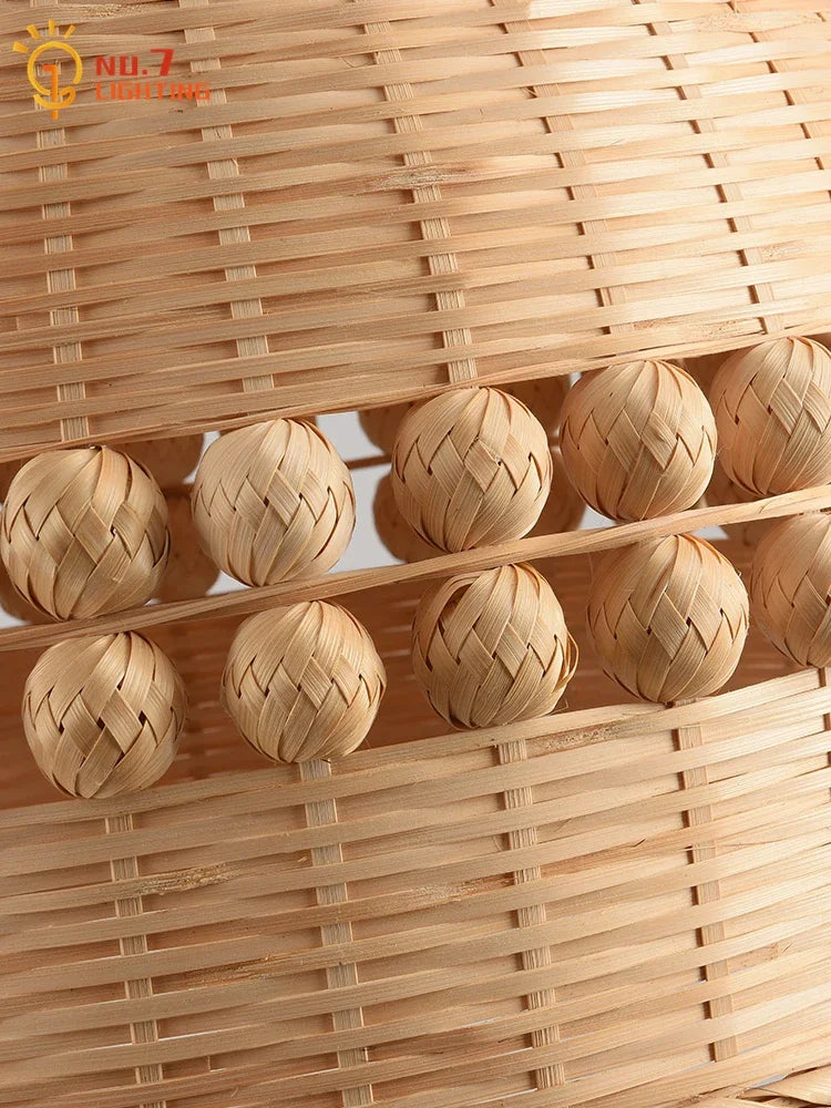 Afralia™ Bamboo Weave Pendant Light LED E27 Modern Zen Decor Restaurant Bar Tea Room