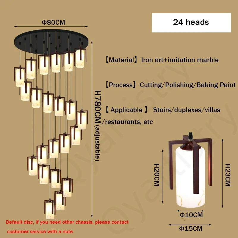 Afralia™ LED Marble Pendant Light for Luxury Villa Living Room Interior Decor