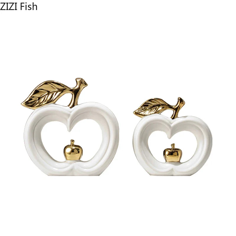 Afralia™ Gold Pear Ceramic Sculpture Desk Ornament Aesthetics Decor